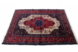 Vintage Red Geometric 4X5 Bidjar Persian Rug
