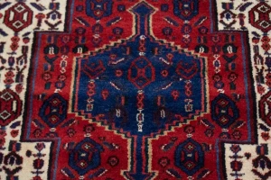Vintage Red Geometric 4X5 Bidjar Persian Rug