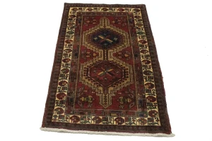 Vintage Red Geometric 3'5X6 Meshkin Persian Rug