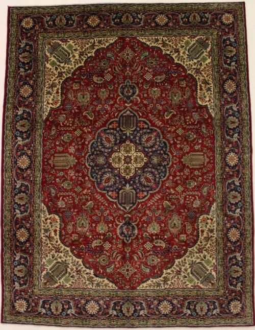 Vintage Red Traditional 10X13 Tabriz Persian Rug