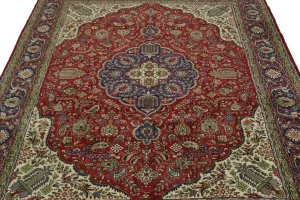 Vintage Red Traditional 10X13 Tabriz Persian Rug