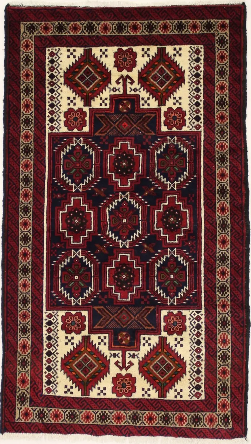 Vintage Red Tribal 4X6 Balouch Persian Rug