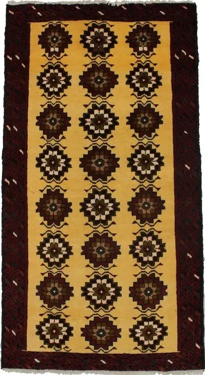 Vintage Vanilla Cream Tribal 3X6 Balouch Persian Rug