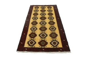 Vintage Vanilla Cream Tribal 3X6 Balouch Persian Rug