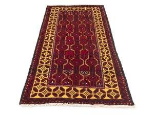 Vintage Red Tribal 3'6X6'5 Balouch Persian Rug