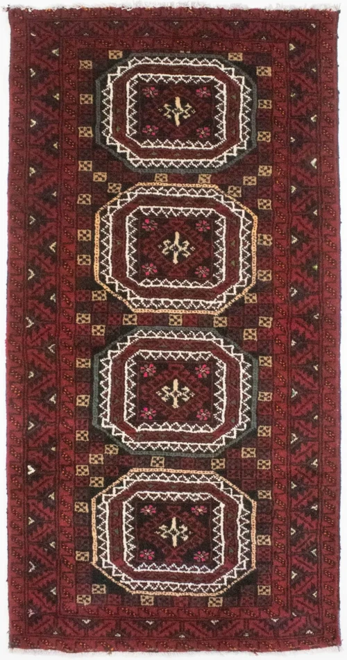 Vintage Red Tribal 3X6 Balouch Persian Rug