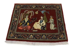 Wine Red Traditional 2'8X3'2 Kashan Persian Rug