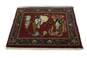 Wine Red Traditional 2'8X3'2 Kashan Persian Rug