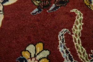 Wine Red Traditional 2'8X3'2 Kashan Persian Rug
