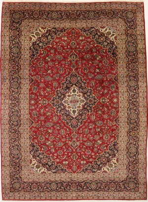 Vintage Red Traditional 10X14 Kashan Persian Rug