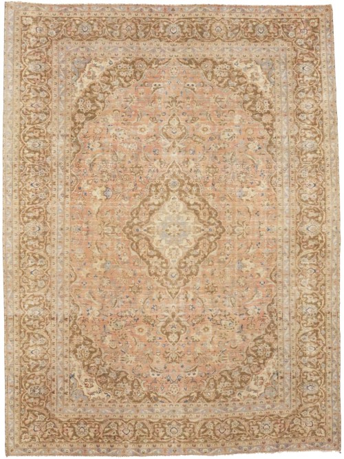 Antique Muted Floral 9'6X12'9 Distressed Vintage Oriental Rug