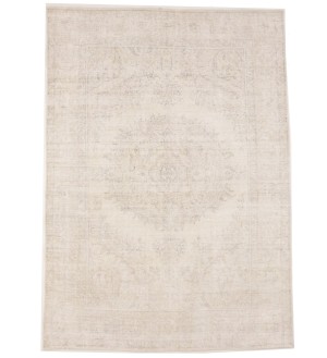 Antique Muted Cream Floral 8X11 Distressed Vintage Oriental Rug