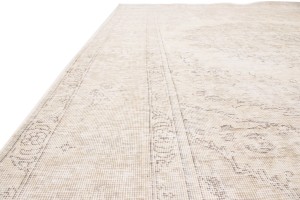 Antique Muted Cream Floral 8X11 Distressed Vintage Oriental Rug