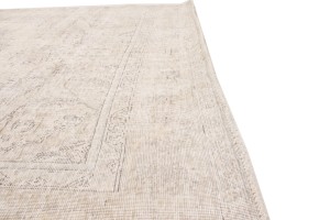Antique Muted Cream Floral 8X11 Distressed Vintage Oriental Rug