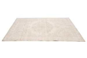 Antique Muted Cream Floral 8X11 Distressed Vintage Oriental Rug