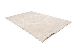 Antique Muted Cream Floral 8X11 Distressed Vintage Oriental Rug