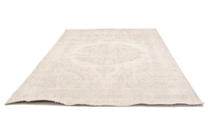 Antique Muted Cream Floral 8X11 Distressed Vintage Oriental Rug