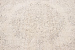 Antique Muted Cream Floral 8X11 Distressed Vintage Oriental Rug