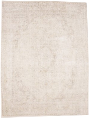 Antique Muted Cream Floral 9X12 Distressed Vintage Oriental Rug
