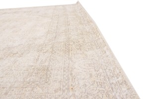Antique Muted Cream Floral 9X12 Distressed Vintage Oriental Rug