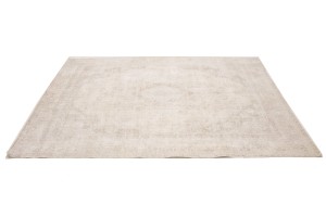 Antique Muted Cream Floral 9X12 Distressed Vintage Oriental Rug