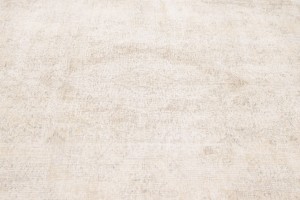 Antique Muted Cream Floral 9X12 Distressed Vintage Oriental Rug
