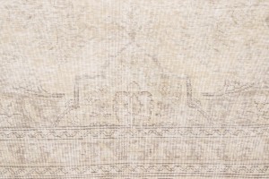 Antique Muted Cream Floral 9X12 Distressed Vintage Oriental Rug