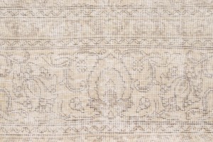 Antique Muted Cream Floral 9X12 Distressed Vintage Oriental Rug