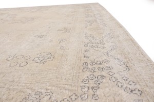 Antique Muted Cream Floral 9'5X12'6 Distressed Vintage Oriental Rug