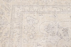 Antique Muted Cream Floral 9'5X12'6 Distressed Vintage Oriental Rug