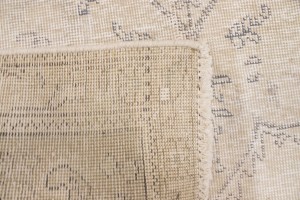 Antique Muted Cream Floral 9'5X12'6 Distressed Vintage Oriental Rug