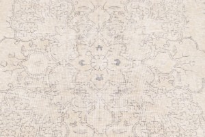 Antique Muted Cream Floral 9'5X12'6 Distressed Vintage Oriental Rug