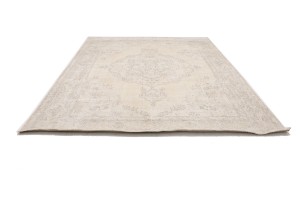 Antique Muted Cream Floral 9'5X12'6 Distressed Vintage Oriental Rug