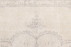 Antique Muted Cream Floral 9'5X12'6 Distressed Vintage Oriental Rug