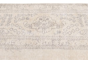 Antique Muted Cream Floral 9'5X12'6 Distressed Vintage Oriental Rug