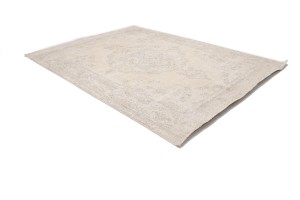Antique Muted Cream Floral 9'5X12'6 Distressed Vintage Oriental Rug