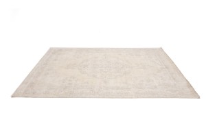 Antique Muted Cream Floral 9'5X12'6 Distressed Vintage Oriental Rug