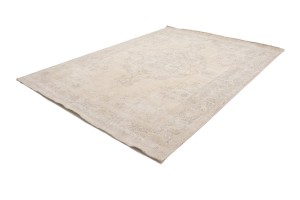Antique Muted Cream Floral 9'5X12'6 Distressed Vintage Oriental Rug
