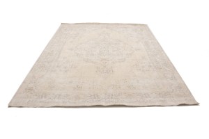 Antique Muted Cream Floral 9'5X12'6 Distressed Vintage Oriental Rug