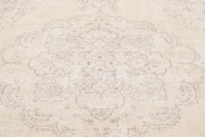 Antique Muted Cream Floral 9'5X12'6 Distressed Vintage Oriental Rug