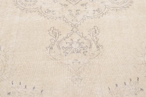 Antique Muted Cream Floral 9'5X12'6 Distressed Vintage Oriental Rug