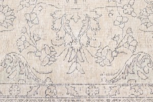 Antique Muted Beige Floral 9'9X12'4 Distressed Vintage Oriental Rug