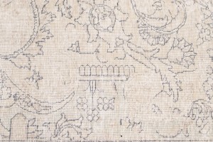 Antique Muted Beige Floral 9'9X12'4 Distressed Vintage Oriental Rug
