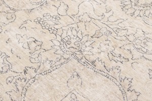 Antique Muted Beige Floral 9'9X12'4 Distressed Vintage Oriental Rug