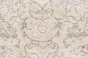 Antique Muted Beige Floral 9'9X12'4 Distressed Vintage Oriental Rug