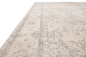 Antique Muted Beige Floral 9'9X12'4 Distressed Vintage Oriental Rug