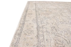 Antique Muted Beige Floral 9'9X12'4 Distressed Vintage Oriental Rug