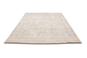 Antique Muted Beige Floral 9'9X12'4 Distressed Vintage Oriental Rug