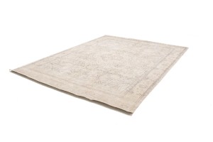 Antique Muted Beige Floral 9'9X12'4 Distressed Vintage Oriental Rug