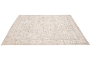 Antique Muted Beige Floral 9'9X12'4 Distressed Vintage Oriental Rug